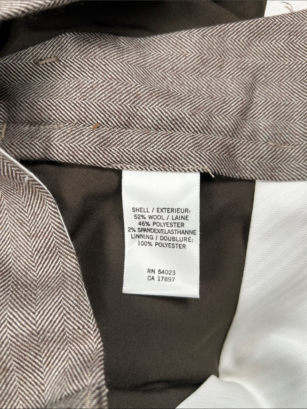 Banana Republic Martin Fit 12R Wool Herringbone Wide Leg Trouser Pants Brown - Picture 3 of 13